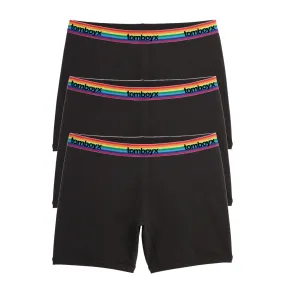 6" No Fly Boxer Briefs 3-Pack - Cotton Black Rainbow Logo