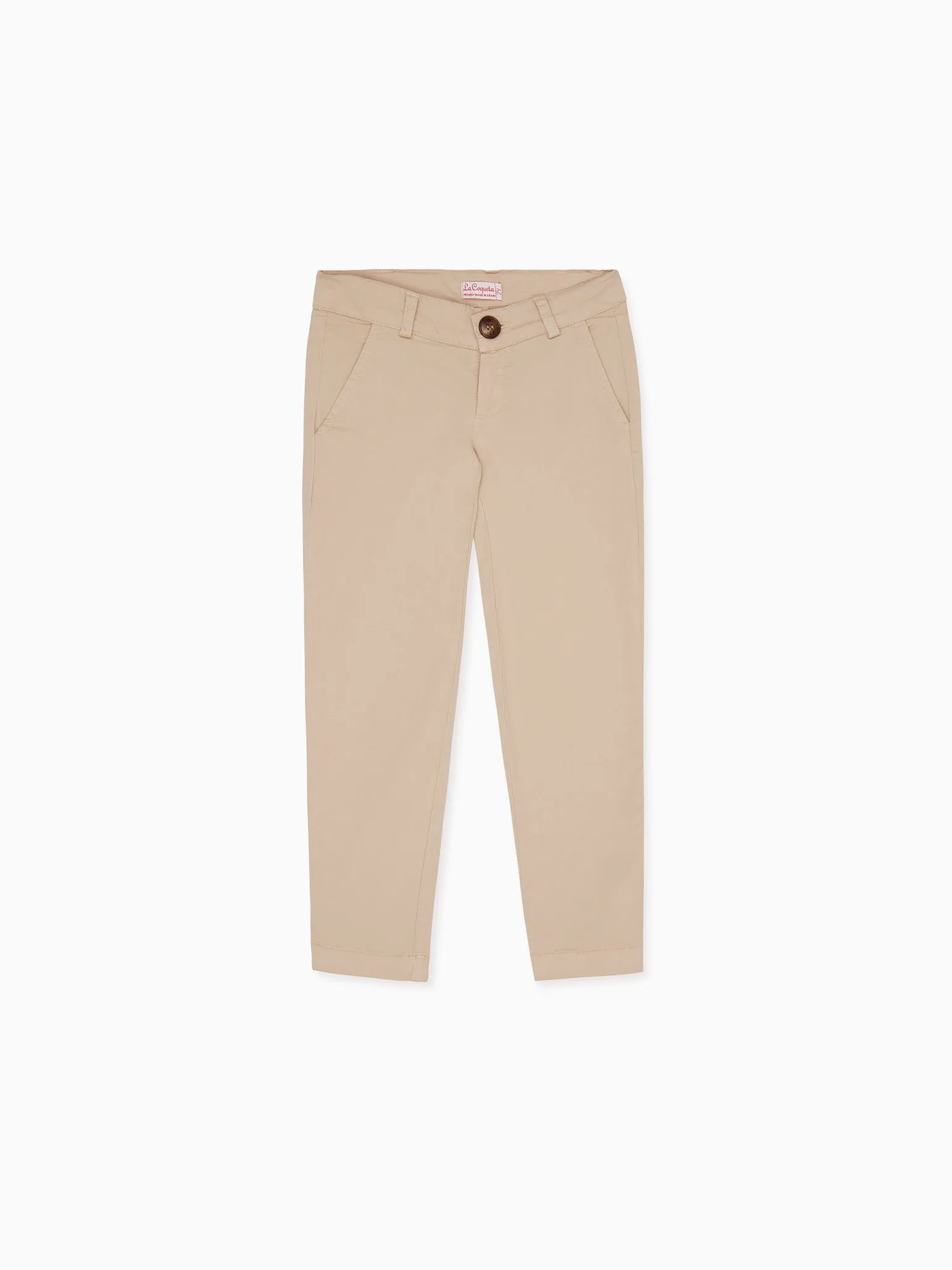 Beige Elio Boy Cotton Chinos