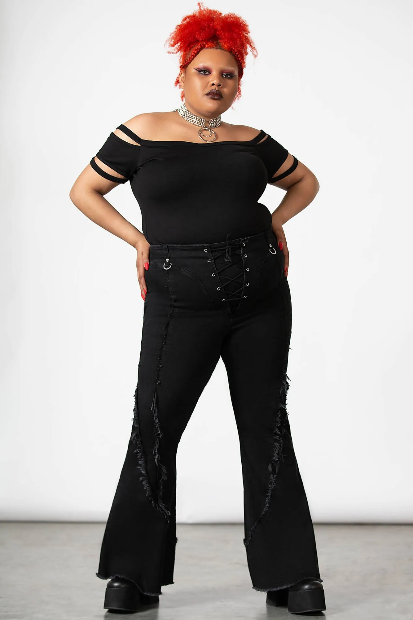 Dasia Lace-Up Bell Bottoms [PLUS]