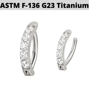 G23 Titanium Hinged 5 CZ Belly Clicker Hoop