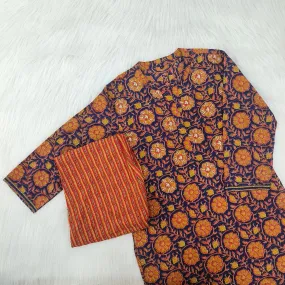 NAVY BLUE KALAMKARI COTTON KURTA SET