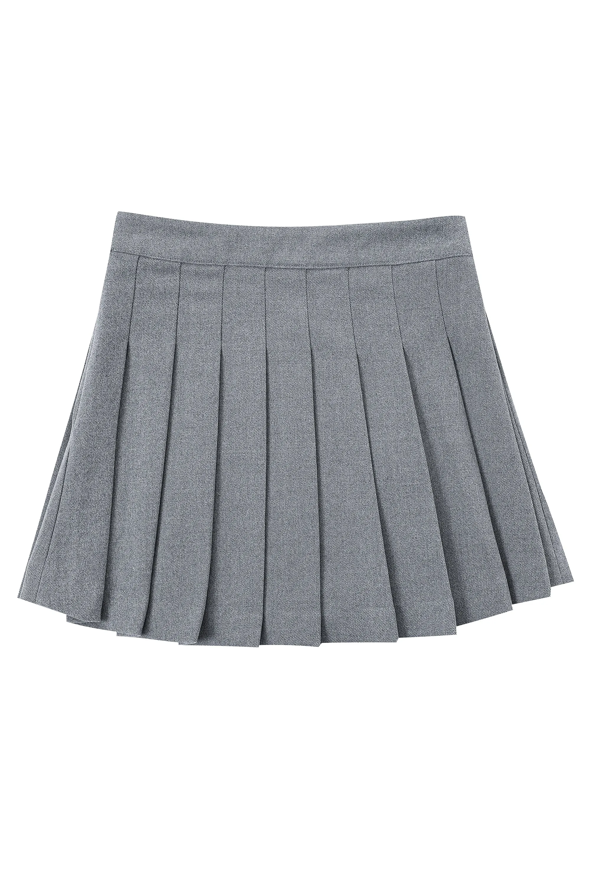 Pleated Micro Mini Skirt Gray