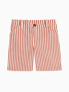 Red Stripe Romo Boy Cotton Shorts