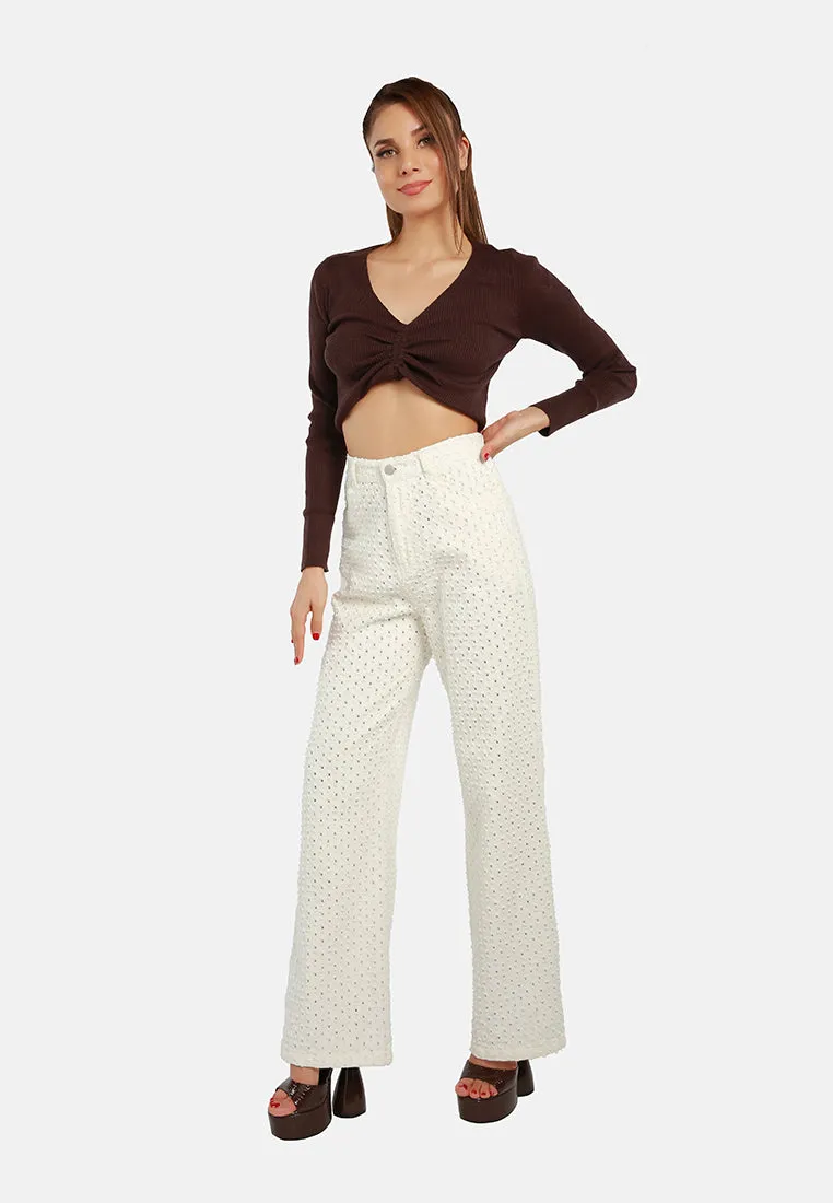 Textured High Waist Pants