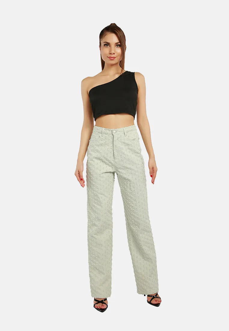 Textured High Waist Pants